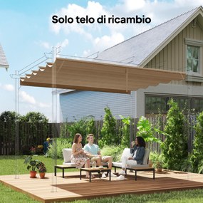 Telo per Pergola 250x255 cm con 10 Fori di Drenaggio in Poliestere Marrone Chiaro...