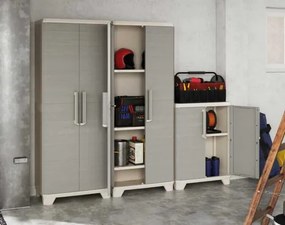 Armadio tuttopiani in resina Linear Wood 68x39x173h, effetto legno, piedini regolabili