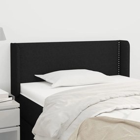 Testiera Ad Orecchio Nera 93x16x78/88 Cm İn Tessuto /