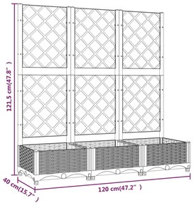 Fioriera da Giardino con Graticcio Marrone 120x40x121,5cm in PP