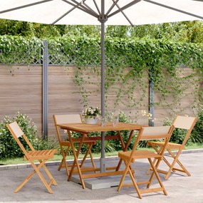 Set Pranzo Da Giardino 5 Pz Beige İn Tessuto E Legno Massello /