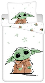 Biancheria da letto per bambini in cotone per letto singolo 140x200 cm Star Wars Baby Yoda - Jerry Fabrics