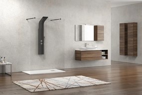 Parete Walk-in 170cm con staffe nere vetro trasparente KW3000N - KAMALU