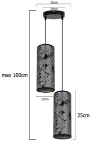 Lampadario a sospensione con filo AVALO 2xE27/60W/230V diametro 20 cm grigio/nero