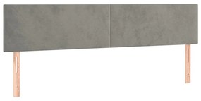Testiera a led grigio chiaro 180x5x78/88 cm in velluto