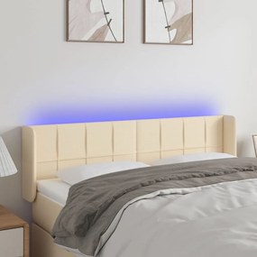 Testiera A Led Crema 147x16x78/88 Cm İn Tessuto /