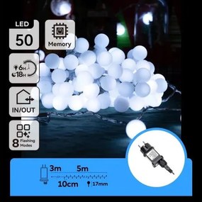 Aigostar - Catena decorativa LED da esterno 50xLED/3,6W/230V/8 funzioni 5m IP44 bianco freddo