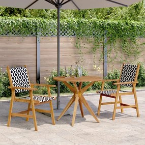 Set da pranzo per giardino 3 pz in legno massello di acacia