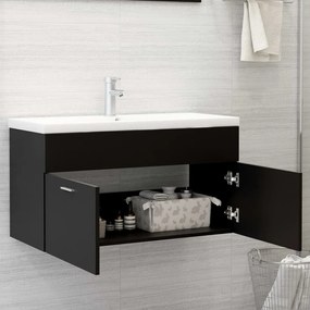 Mobile da bagno con lavabo integrato nero in truciolato