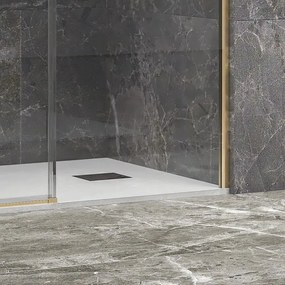 Kamalu - porta doccia 130 cm oro spazzolato altezza 200h | kla4000g