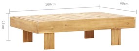 Tavolino da Salotto 100x60x25 cm in Legno Massello di Acacia