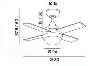 Ventilatore con struttura in metallo. Colore bianco opaco