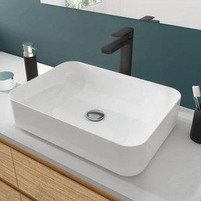 Lavabo da appoggio Studio rettangolare in ceramica L 50 x P 36 x H 12 cm bianco