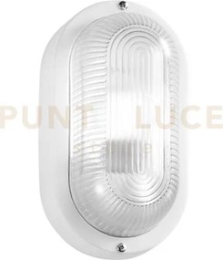 Applique turtle bianca ovale liscia in vetro ip54 1 luce attacco e2...