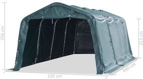 Tendone Bestiame Rimovibile PVC 550 g/m² 3,3x6,4 m Verde Scuro