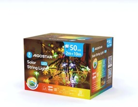 Aigostar - Catena di Natale solare a LED 50xLED/8 funzioni 12m IP65 multicolore