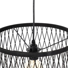 Lampada a sospensione da esterno rustica in rattan nero 3 luci - Calamus