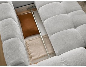 Divano angolare grigio chiaro allungabile e con contenitore (penisola a destra/a L) con rivestimento in ciniglia Everest – Bobochic Paris