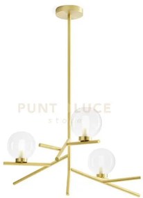 Camely sospensione 3 luci oro spazzolato attacco g9 d.12cm in vetro...