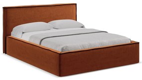 Letto matrimoniale imbottito in terracotta con contenitore a griglia 180x200 cm Anani - Makamii