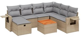 Set divano da giardino 8 pz con cuscini beige misto polyrattan