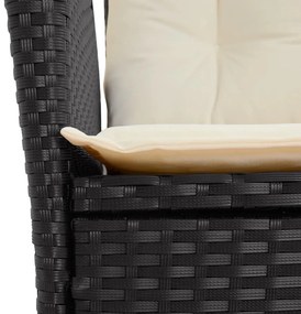 Set da pranzo da giardino 5 pz nero con cuscini in polyrattan