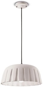 Sospensione Grande Vintage Decò Madame Gres Ceramica Bianco Naturale 1 Luce E27