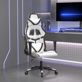 Sedia da gaming bianco e nero in similpelle