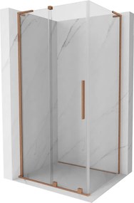 Mexen Velar L cabina doccia scorrevole 120 x 90 cm, trasparente, rame spazzolato - 871-120-090-03-65