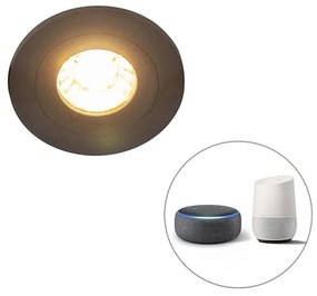 Faretto da incasso moderno smart nero rotondo incl. WiFi GU10 IP54 - Xena