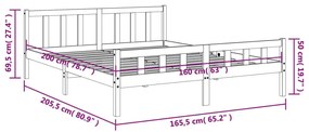 Giroletto con Testiera Marrone Cera 160x200 cm Massello Pino