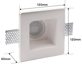 Portafaretto GU10 e MR16 in Gesso Pitturabile Quadrato 120x120 mm