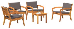 Set bistro da 5 pezzi  con cuscini - legno massello di acacia
