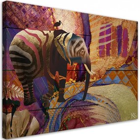 Quadro su tela, Elefante d'oro su un background astratto  Dimensioni Tappeti 60x40