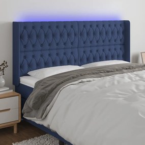 Testiera A Led Blu 183x16x118/128 Cm İn Tessuto /