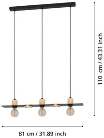 Eglo 43752 - Lampadario a sospensione con filo BRAMERTON 3xE27/40W/230V