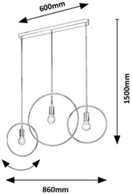 Rabalux 72019 - Lampadario a cavo DILARA 3xE27/40W/230V