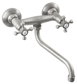 Rubinetto per lavandino in argento opaco da parete (con una uscita) Antea – Sapho