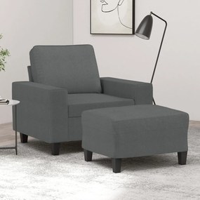 Poltrona Con Poggiapiedi Grigio Scuro 60 Cm İn Tessuto /