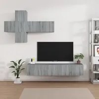 Set di Mobili Porta TV 7 pz Grigio Sonoma in Legno Multistrato cod mxl 20234