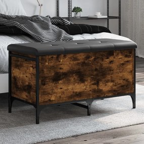 Panca Portaoggetti Rovere Fumo 82x42x45 Cm Legno Multistrato /