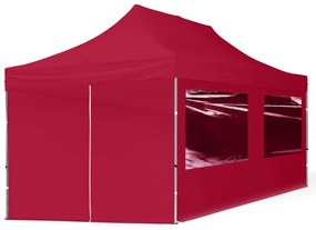 TOOLPORT 3x6m gazebo pieghevole con laterali (finestre panoramiche), ECONOMY alluminio, rosso - (59151)