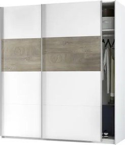 Armadio 2 Ante Scorrevoli 180x60x200 Bianco E Rovere ARM182