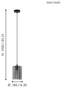 Eglo 98585 - Lampadario a sospensione con filo CADAQUES 1xE27/40W/230V