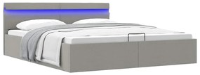 Giroletto Con Contenitore E Led Grigio Chiaro Tessuto 180x200cm /