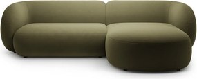 Divano angolare verde (con penisola a destra/con chaise lounge) con rivestimento in velluto Kate – Micadoni