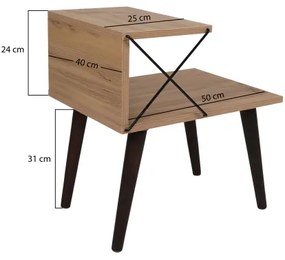 Comodino CROSS 55x50 cm marrone