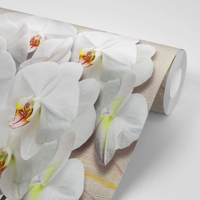 Carta da parati autoadesiva – Orchidea bianca su tela