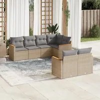 Set Divani da Giardino 7 pz con Cuscini Beige in Polyrattancod mxl 92355