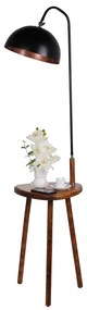 Lampada da terra nera/marrone con paralume in metallo con ripiano incluso (altezza totale 160 cm) Table – Opviq lights